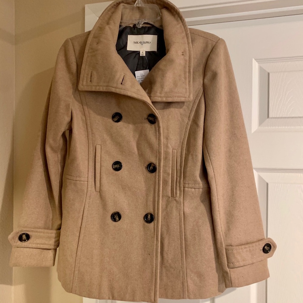 Thread & Supply Double Breasted Peacoat. Camel NWT